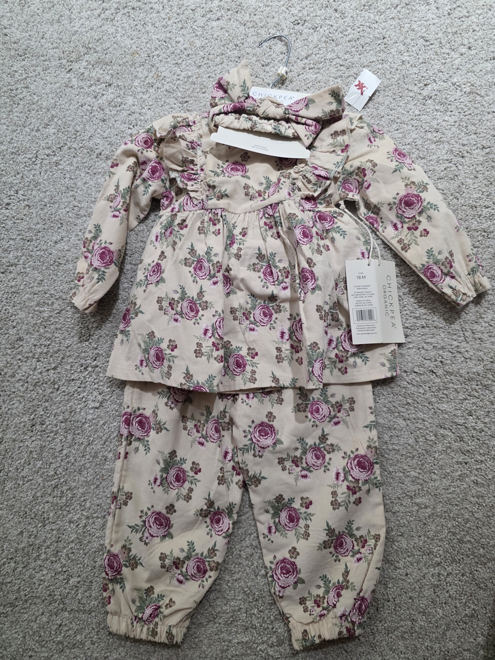 Chick Pea Girls Floral Cream and Pink Set